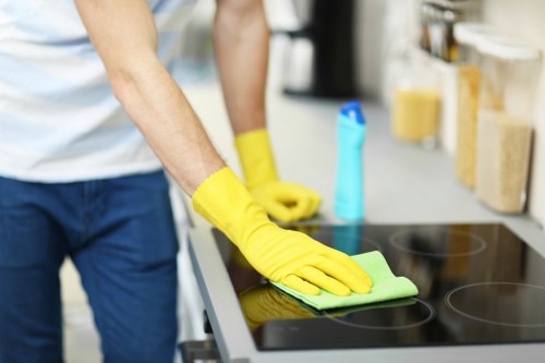 Local sofa cleaning process with careful stain treatment