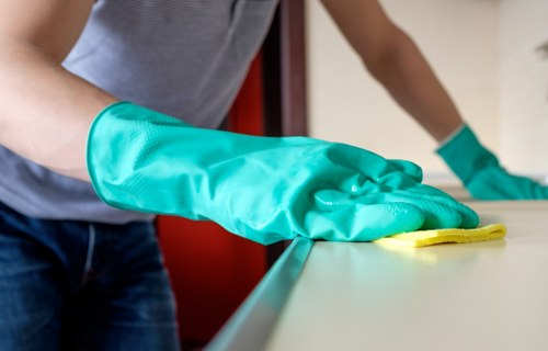 Reach-and-wash cleaning for higher windows on a Belsize Park property