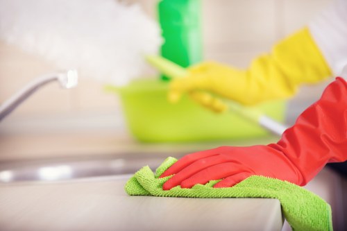 Deep cleaning a kitchen in a Belsize Park apartment